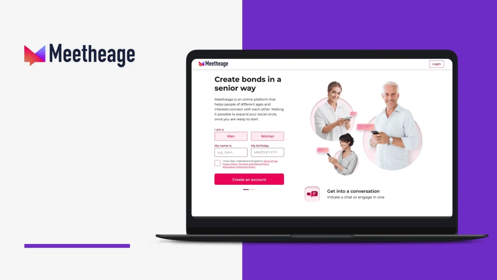 Meetheage sign up page